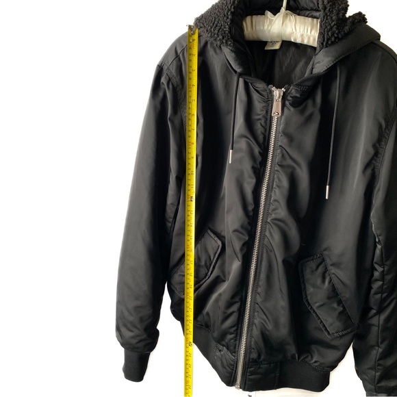 Women’s s Black utility military jacket sherpa lined hoodie - Picture 9 of 15